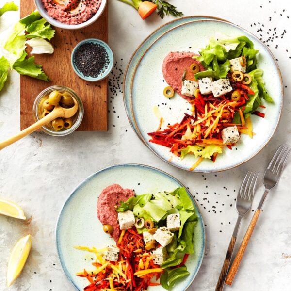 recette de styliste culinaire pour éditions - salade de carottes avec condiment houmous