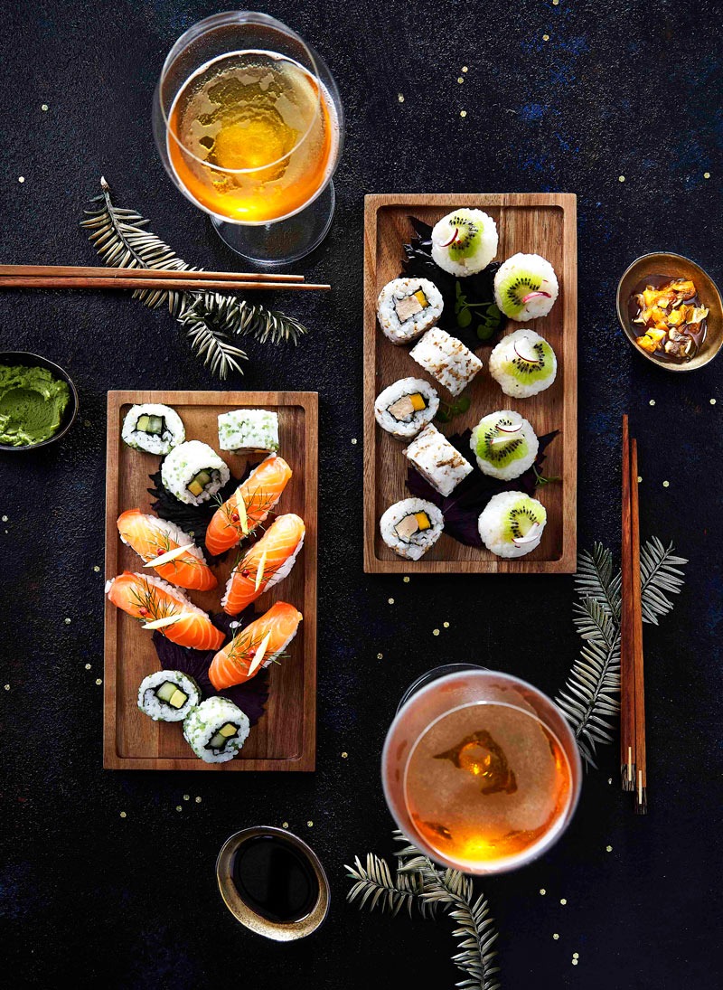 sushis de fete dressés par styliste culinaire branding pour unicid